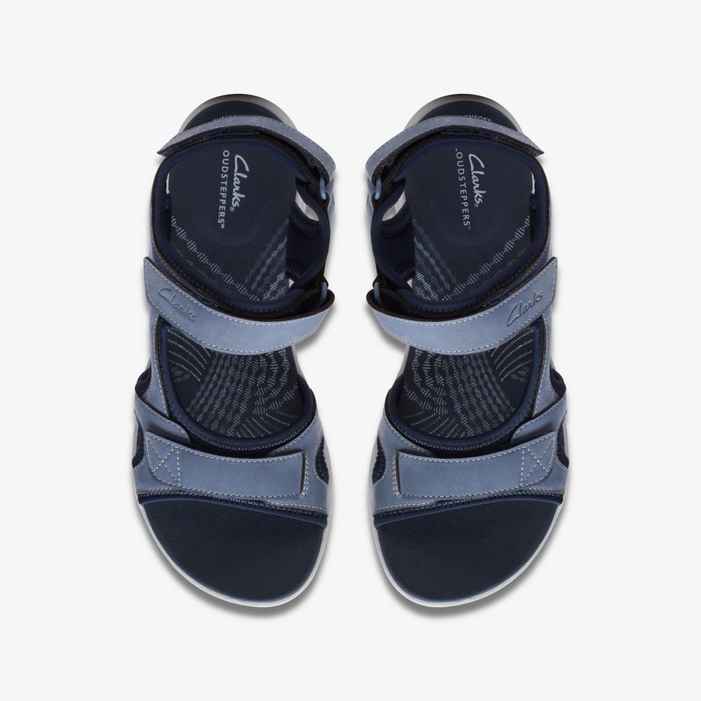 NEW Women’s Clarks Mira Bay Denim Blue Sandals 7.5